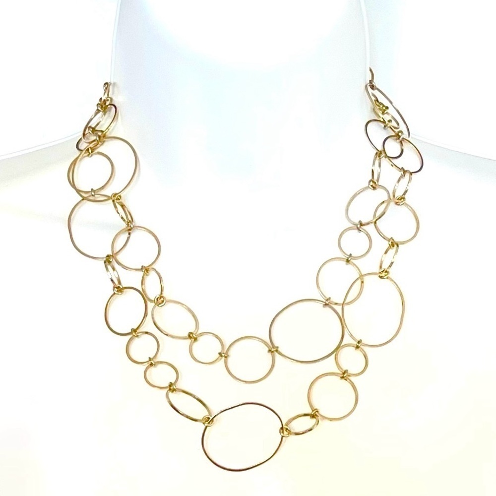 Gold Geometric Interlocking Circles Necklace! - image 4